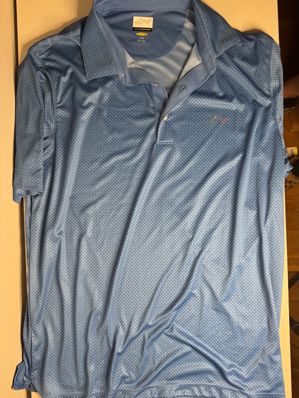 Greg Norman Collection Light Blue Microdot Performance Polo